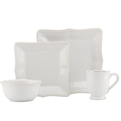 French Perle Bead Square 4-Piece Dinnerware Set