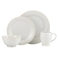 French Perle Groove 4-Piece Dinnerware Set