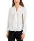  Kasper Long Sleeve Bow Crepe Blouse - Lily White - Bonton