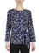 3 Quater Tie Front Printed Feather Ity Knit Top