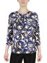  Kasper 3Q Twist Next Printed Circle Ity Knot Top - Royal Blue Marigold Multi - Bonton