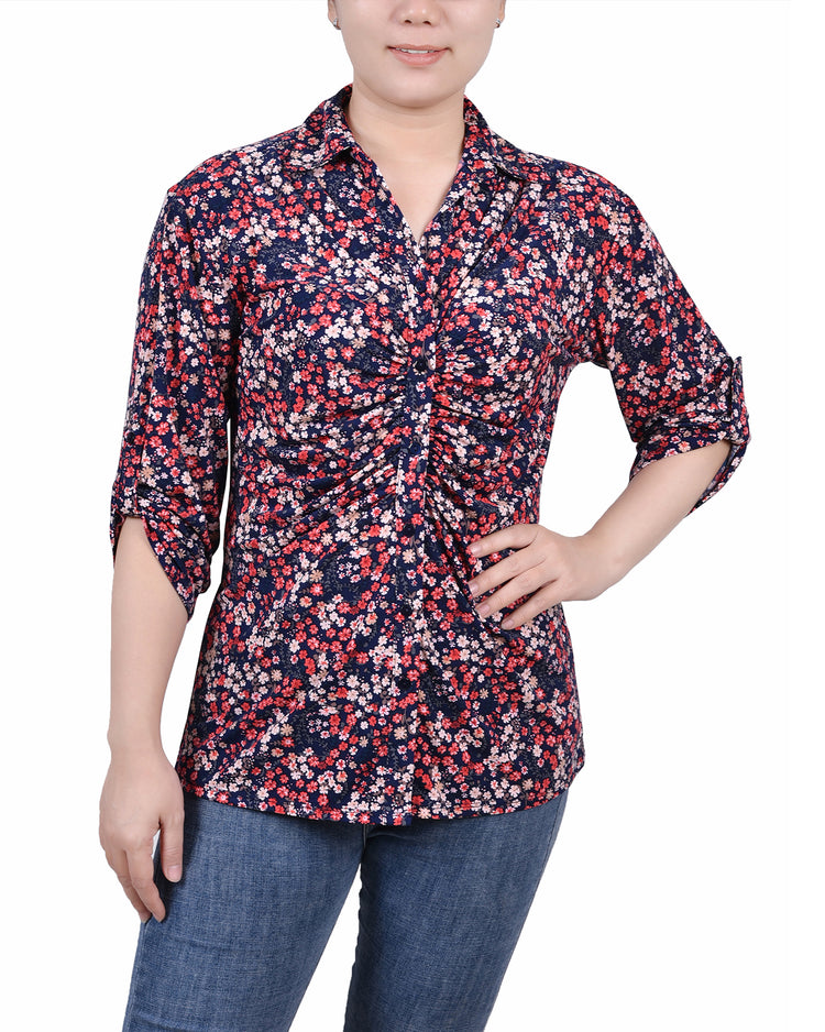 Navy Red Ditsy Floral