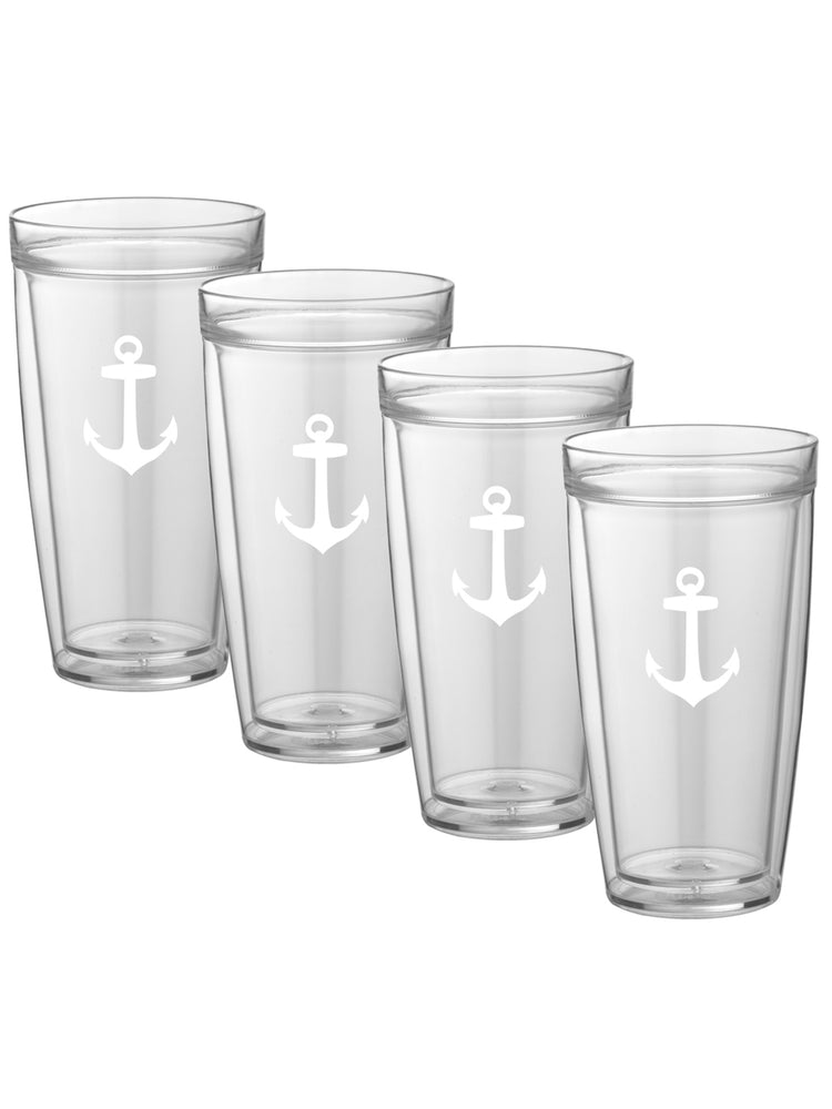 Pastimes Anchor Doublewall Insulated Drinking Glass Set of 4