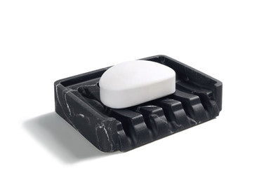  Classic Kitchen, Bathroom Faux Marble Soap, Sponge Dish Drainer Holder - Black - Bonton