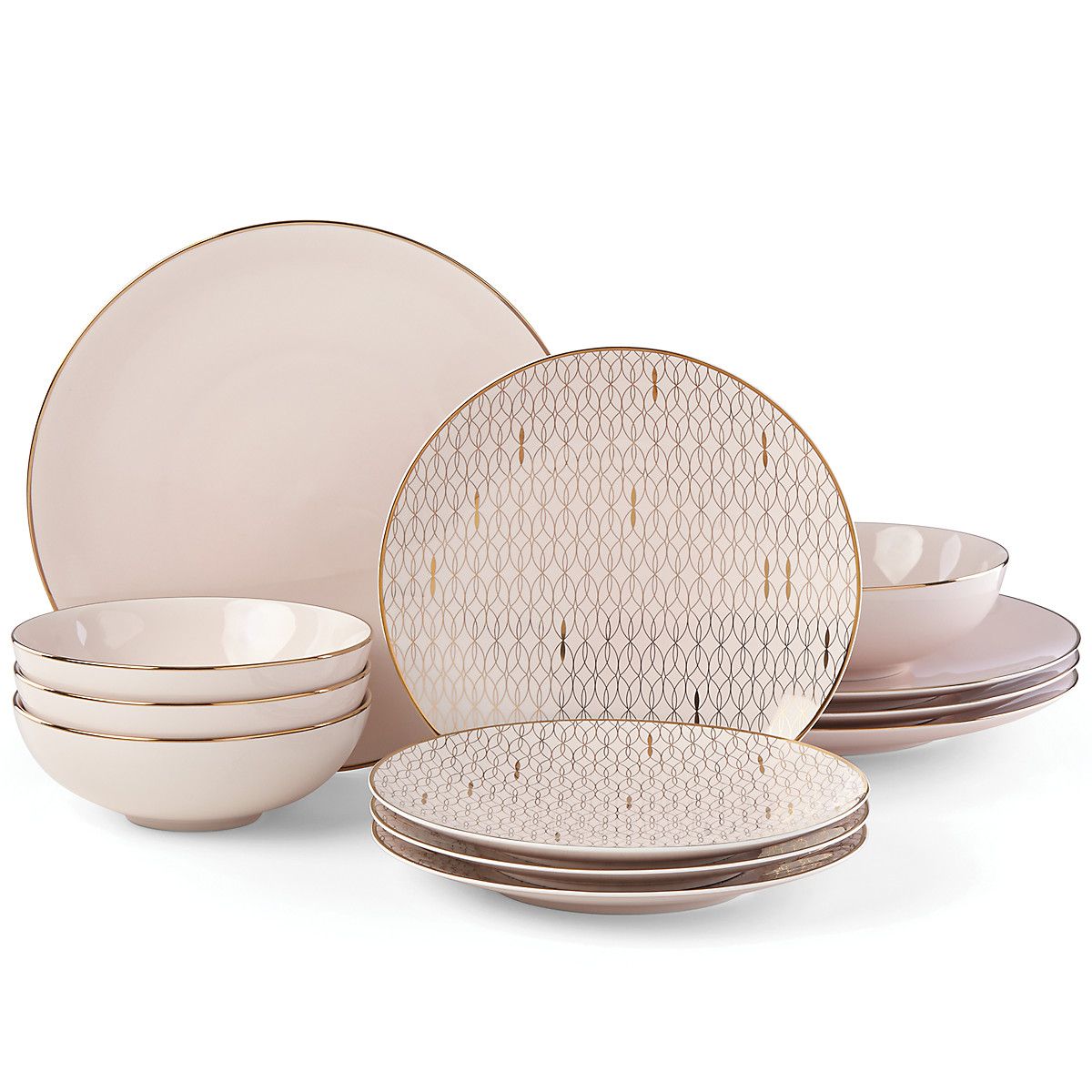  Lenox Trianna Blush 12-Piece Dinnerware Set - Blush - Bonton