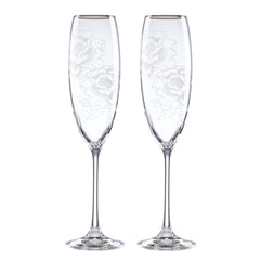 Silver Peony Toasting Flute Set