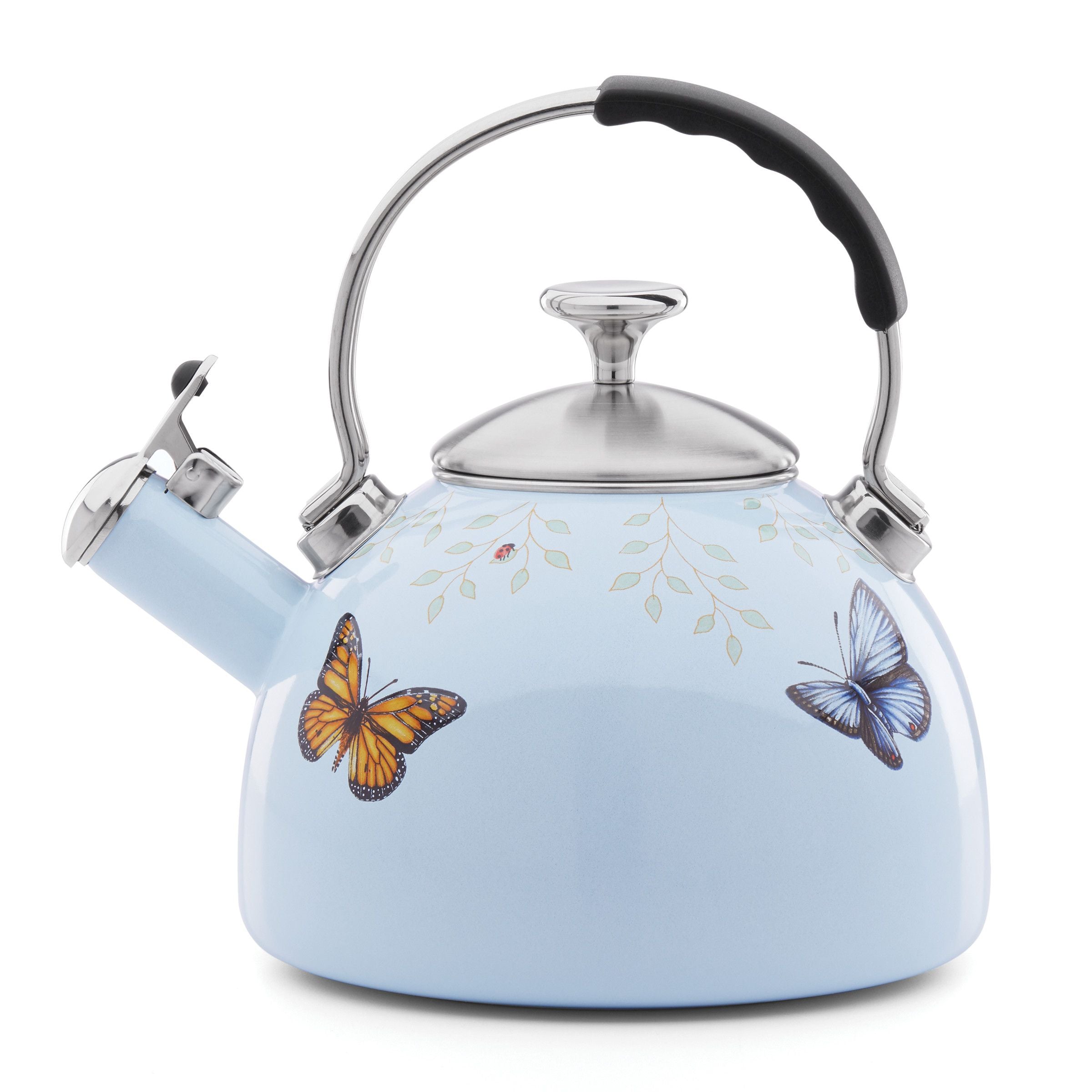  Lenox Butterfly Meadow Blue Enameled Tea Kettle - White - Bonton