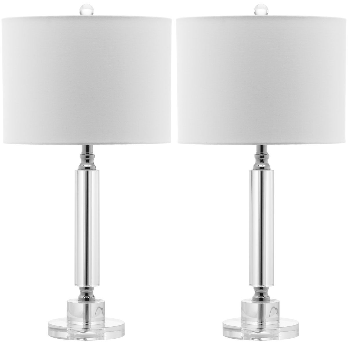  Safavieh Deco Column Crystal Lamp Set of 2 - Silver - Bonton