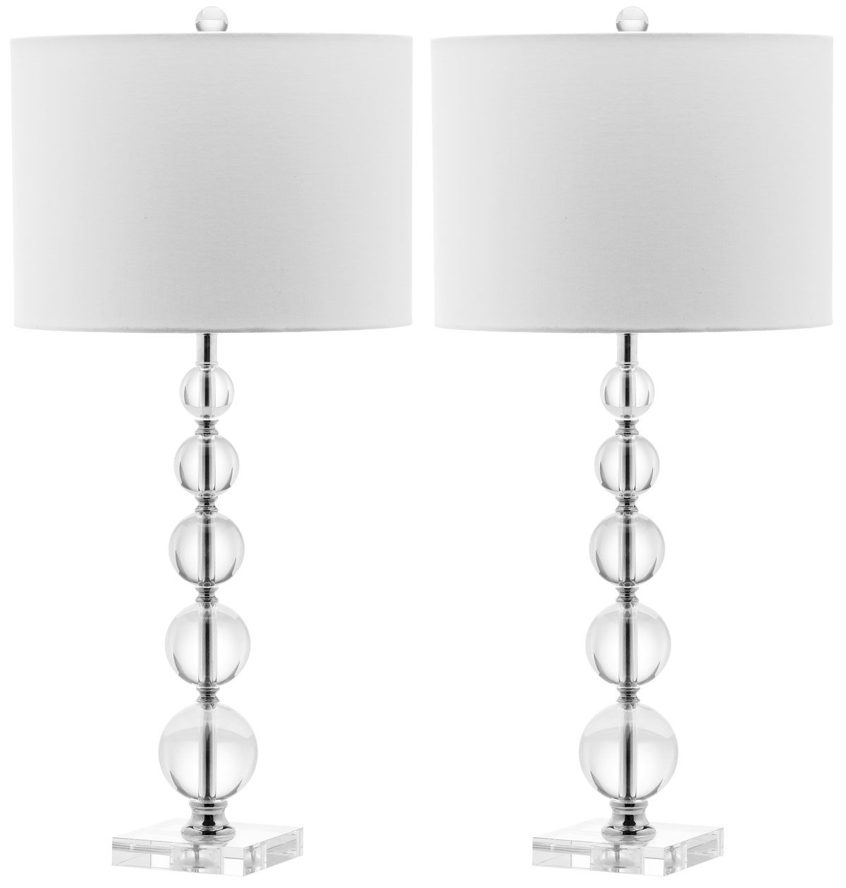  Safavieh Liam Stacked Crystal Ball Lamp Set of 2 - White - Bonton