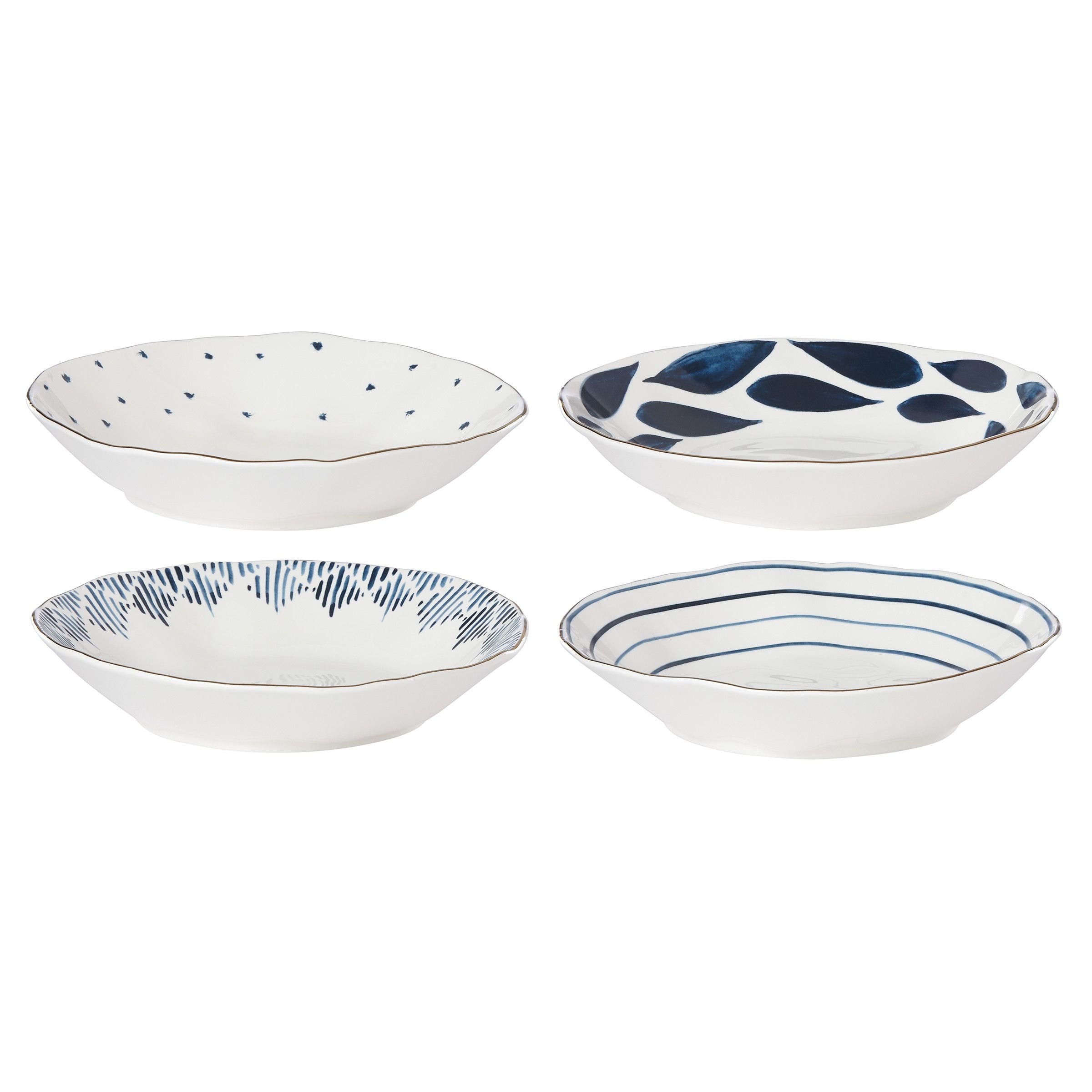  Lenox Blue Bay Pasta Bowls Set of 4 - White / Blue - Bonton