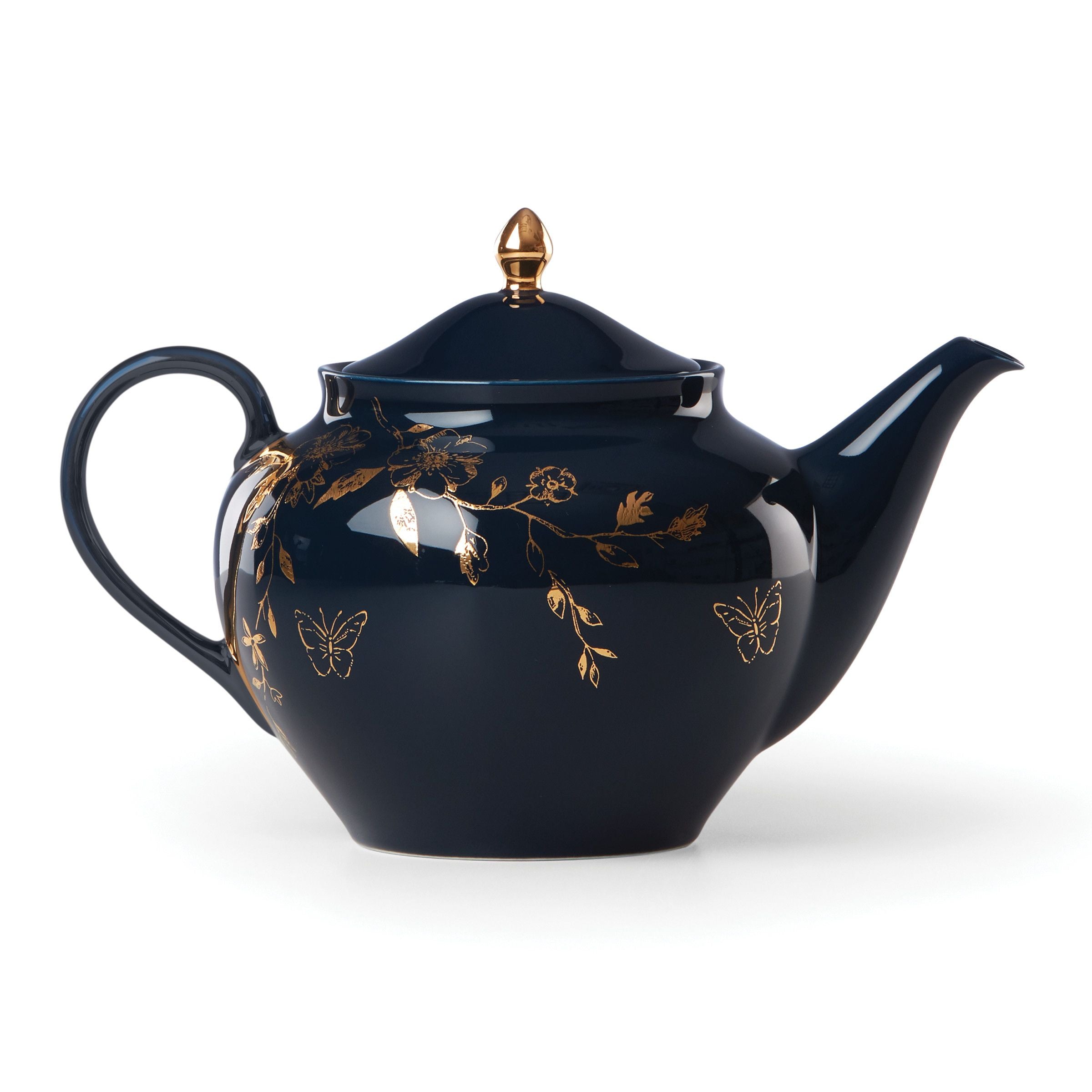  Lenox Sprig & Vine Navy Teapot - Navy - Bonton