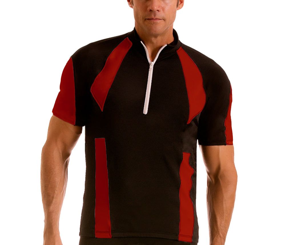  Insta Slim Cycling Back Pocket Short Sleeve Jacket - Black/Red - Bonton