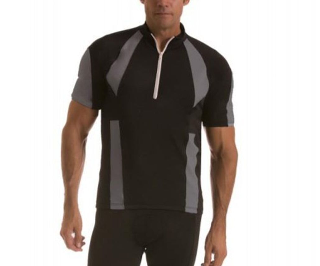  Insta Slim Cycling Back Pocket Short Sleeve Jacket - Black/Gunmetal - Bonton