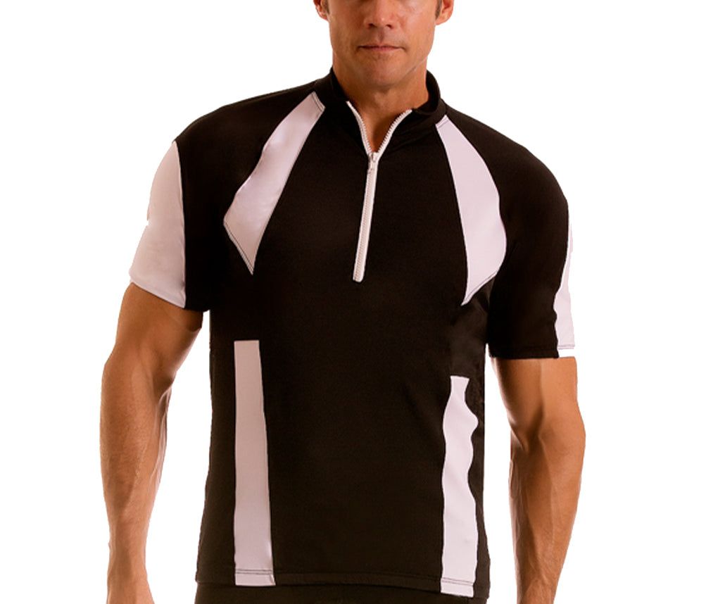  Insta Slim Cycling Back Pocket Short Sleeve Jacket - Black/White - Bonton