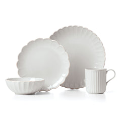 French Perle Scallop 4-Piece Dinnerware Set