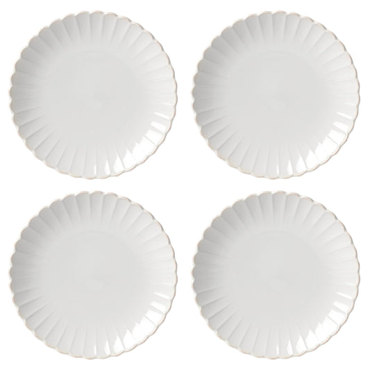 French Perle Scallop Dinner Plates Set of 4