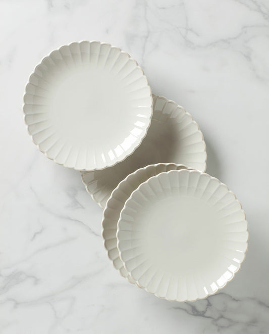 French Perle Scallop Dinner Plates Set of 4