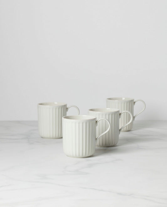 French Perle Scallop Mugs Set of 4