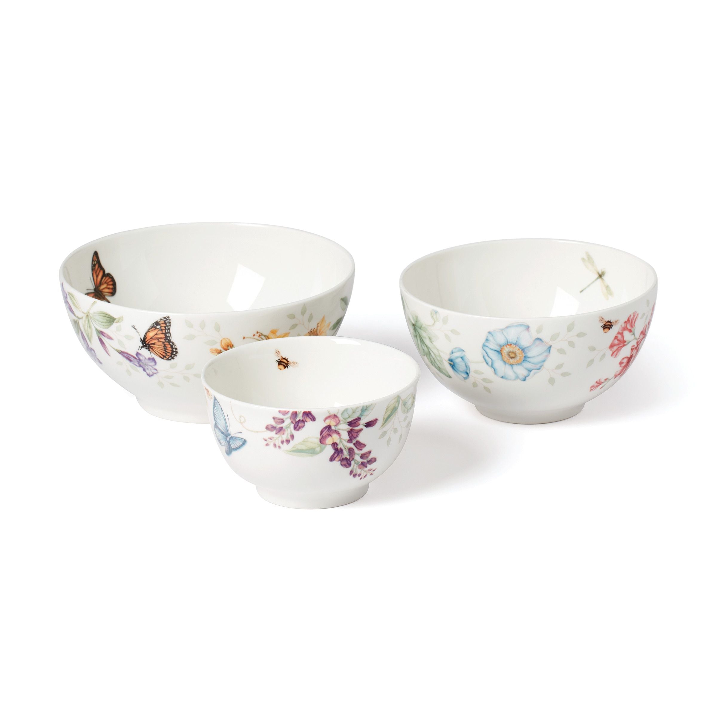  Lenox Butterfly Meadow Bowls Set of 3 - White - Bonton