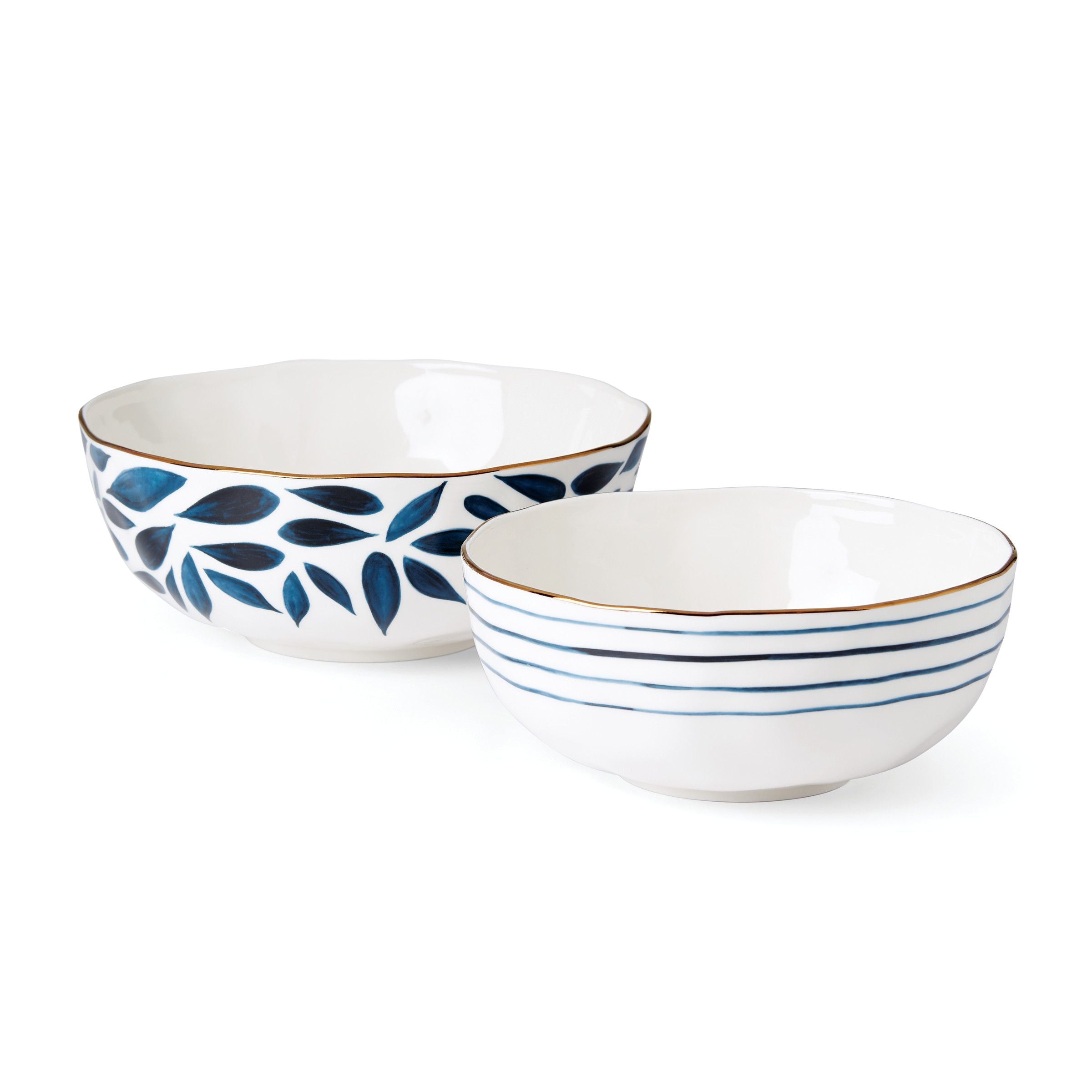  Lenox Blue Bay Nesting Bowls Set of 2 - White / Blue - Bonton