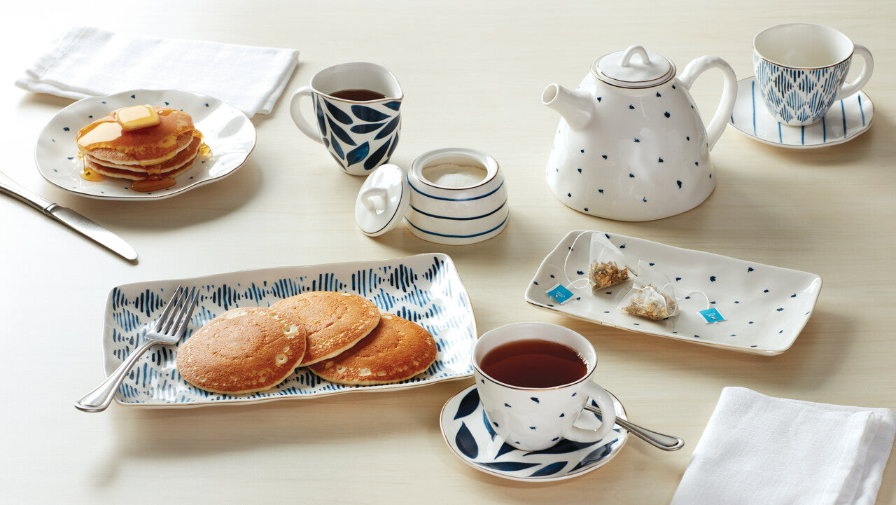  Lenox Blue Bay Nesting Serving Platters Set of 2 - White / Blue - Bonton