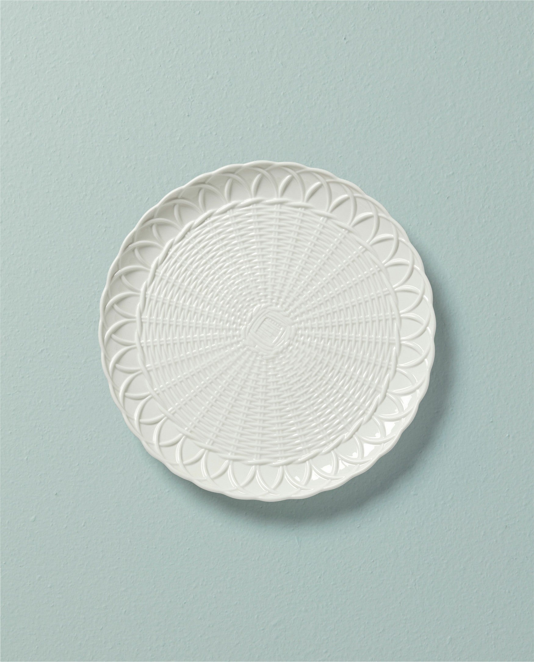  Lenox Wicker Creek Round Platter - White - Bonton