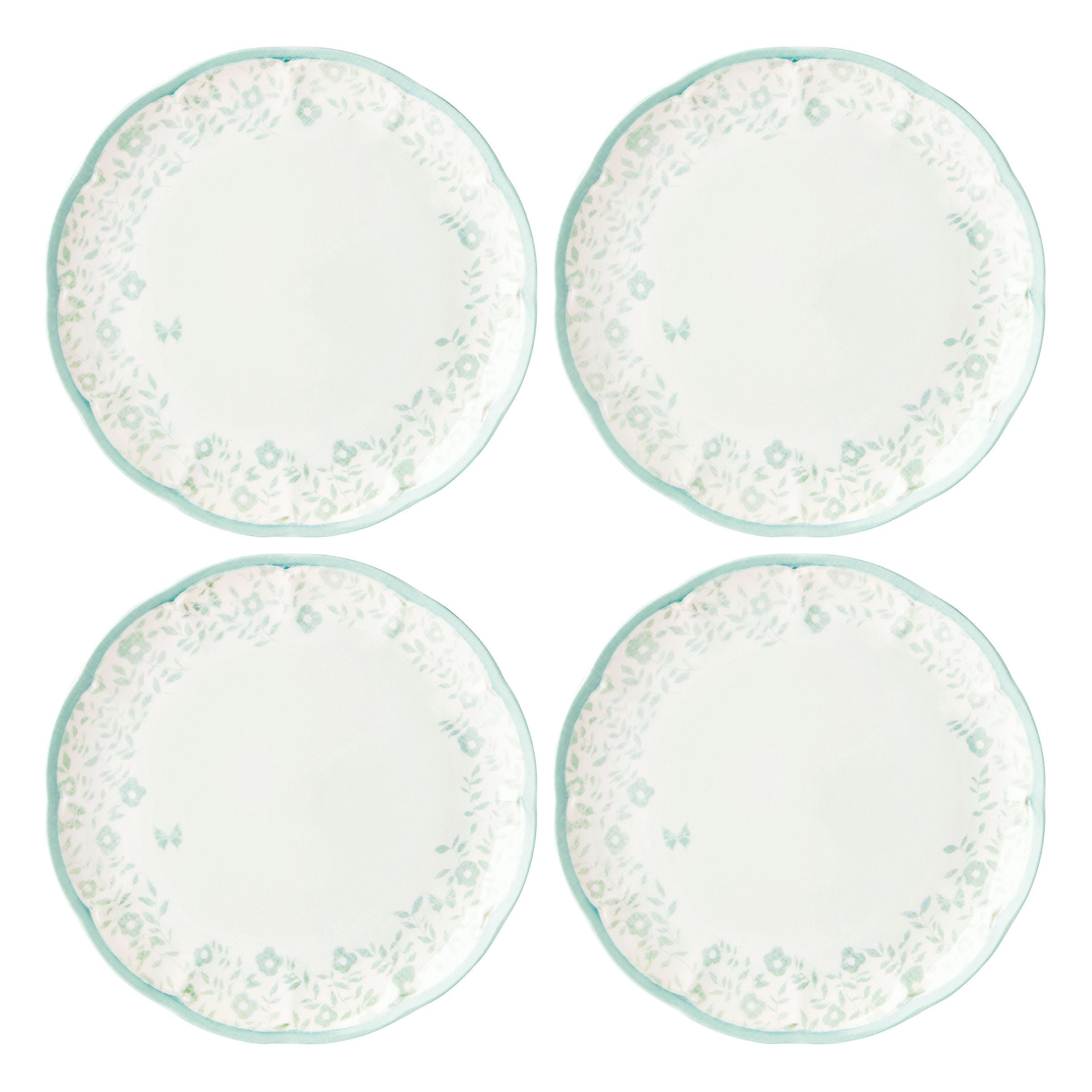  Lenox Butterfly Meadow Cottage Sage Dinner Plates Set of 4 - White - Bonton