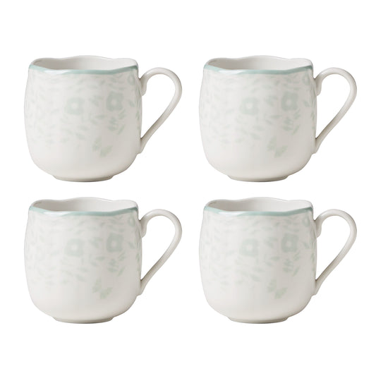 Butterfly Meadow Cottage Sage Mugs Set of 4