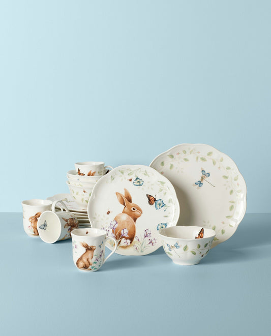 Butterfly Meadow Bunny 16-Piece Dinnerware Set