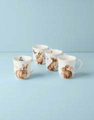 Butterfly Meadow Bunny Assorted Mugs Set of 4