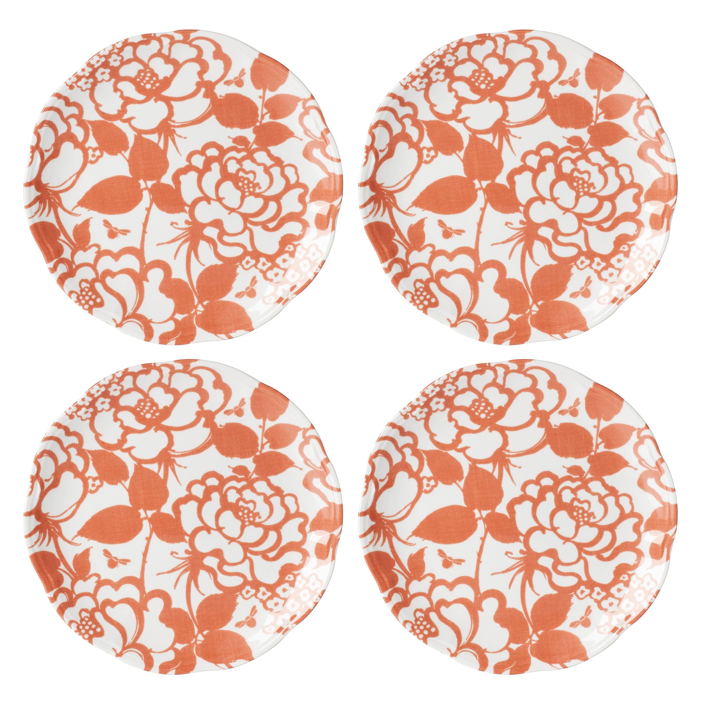  Lenox Butterfly Meadow Cottage Saffron Accent Plates Set of 4 - White - Bonton