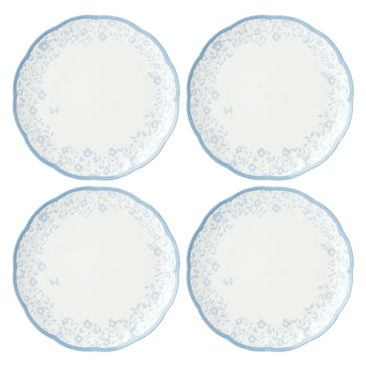 Butterfly Meadow Cottage Cornflower Dinner Plates Set of 4