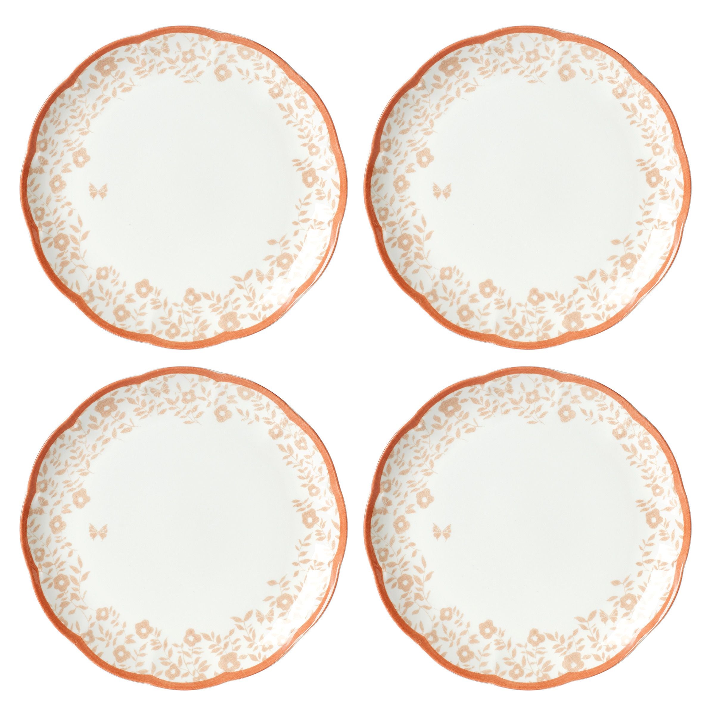  Lenox Butterfly Meadow Cottage Saffron Dinner Plates Set of 4 - White - Bonton