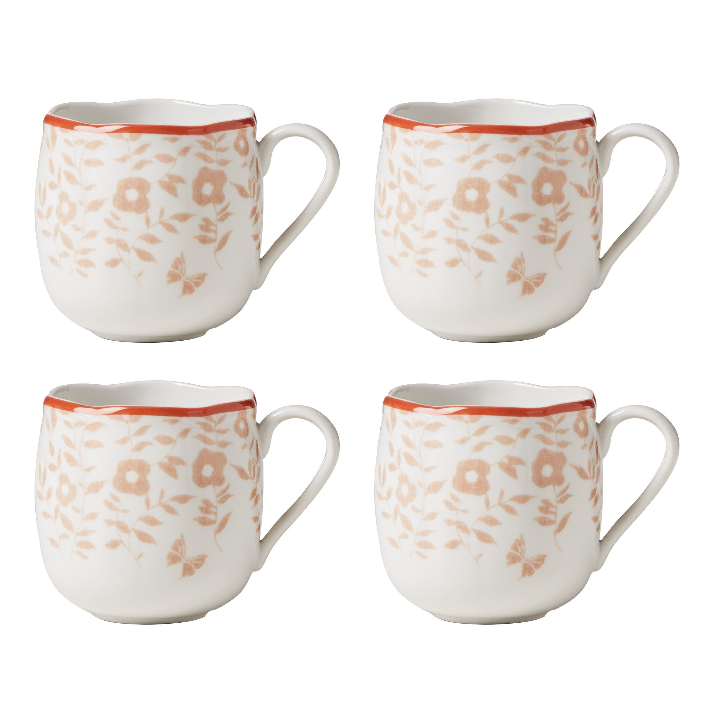  Lenox Butterfly Meadow Cottage Saffron Mugs Set of 4 - Blue - Bonton