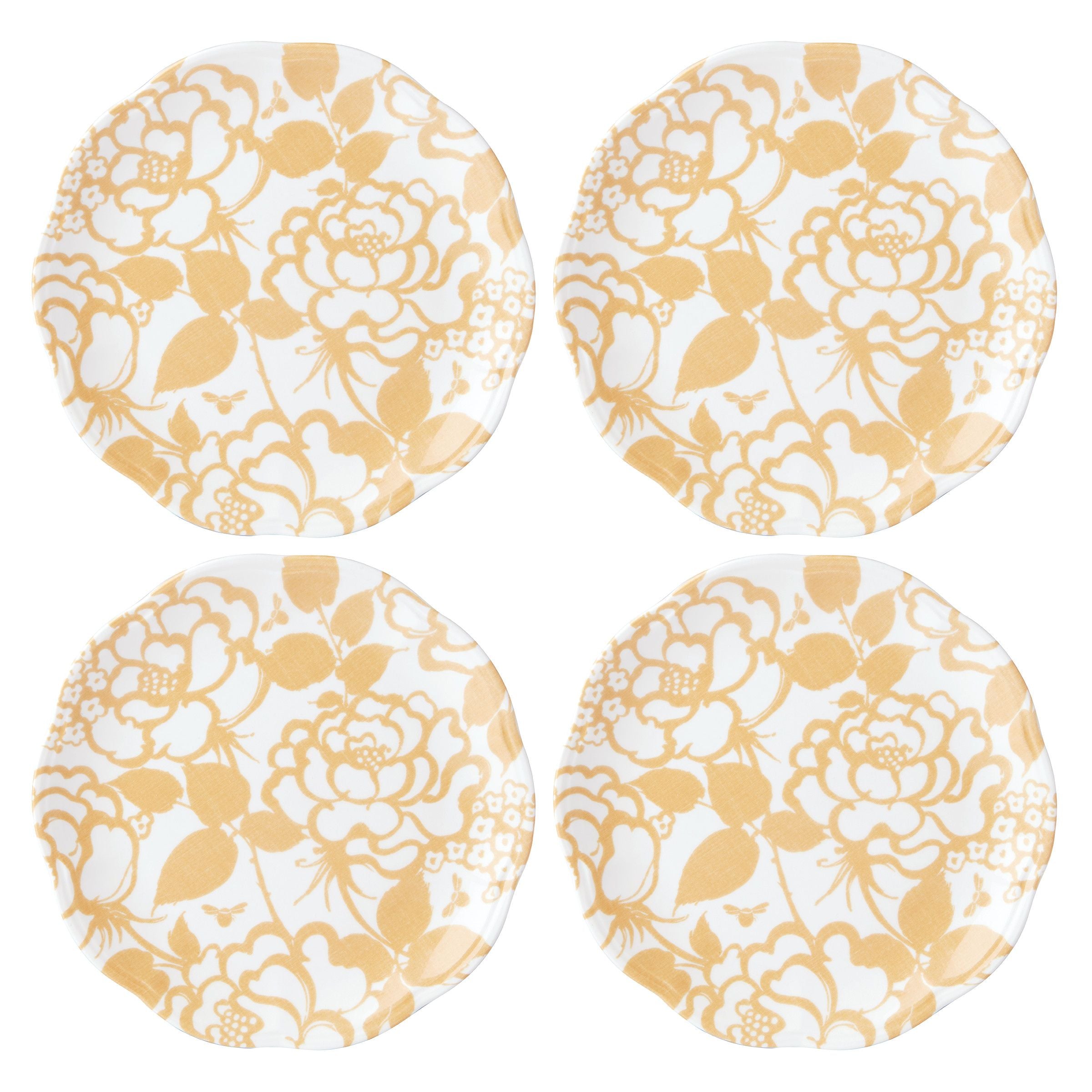  Lenox Butterfly Meadow Cottage Goldenrod Accent Plates Set of 4 - White - Bonton