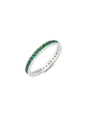 Emerald Hand Set Cubic Zirconia Eternity Band Engagement Ring Finished
