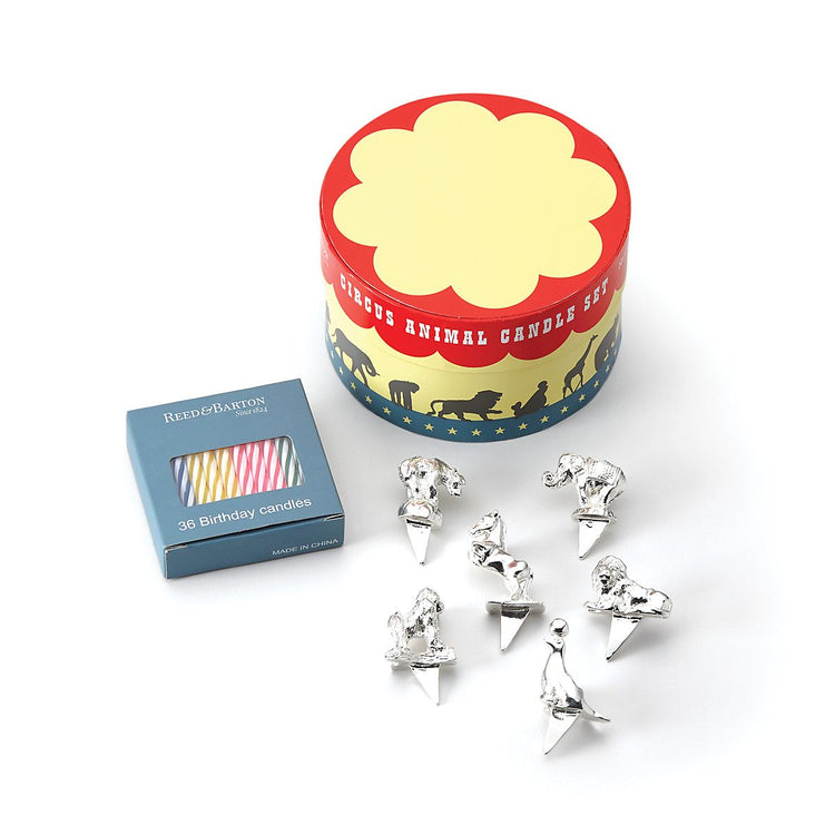 Happy Birthday Silver Plated Circus Candle Set