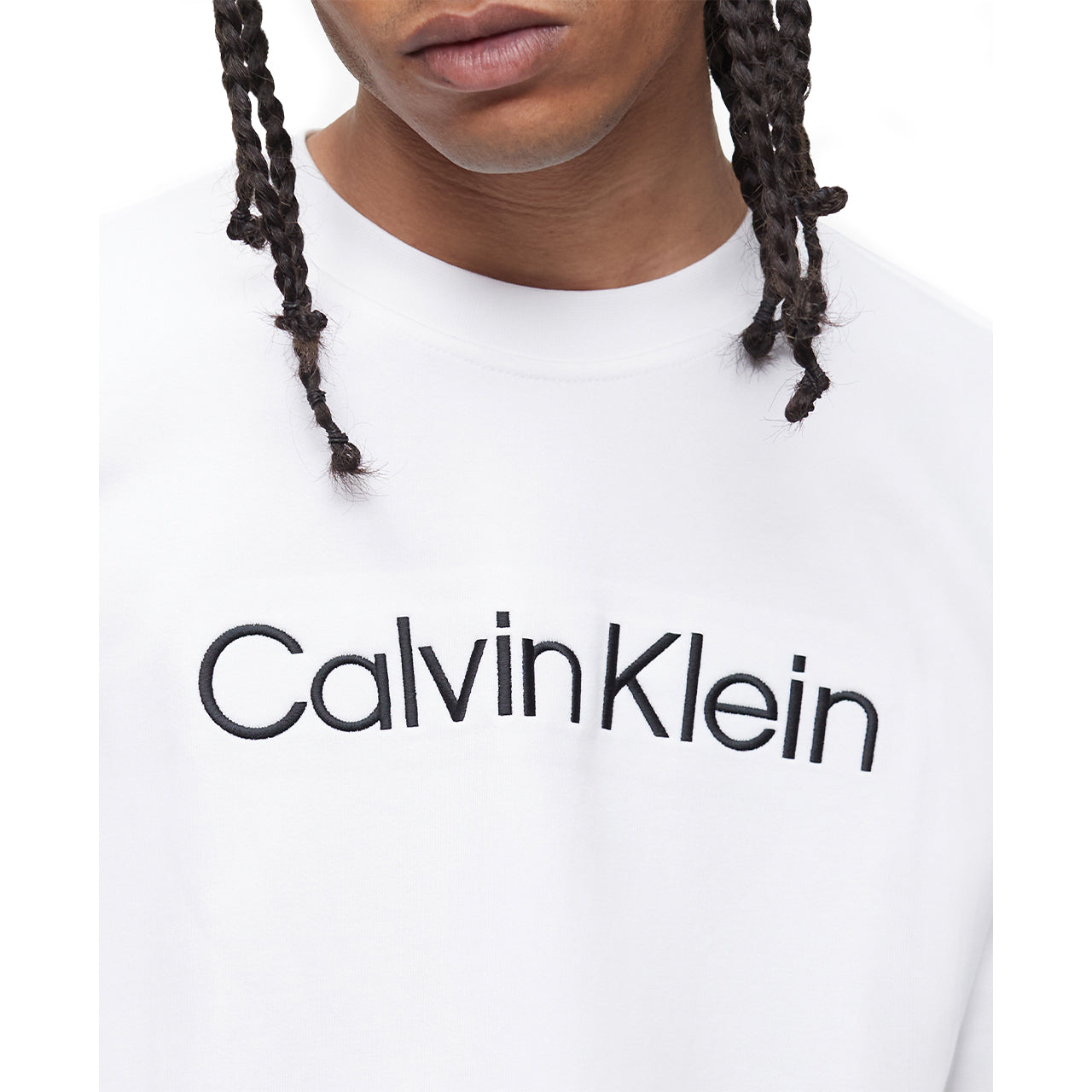  Calvin Klein Long Sleeves Standard Logo Tee - Brilliant White - Bonton