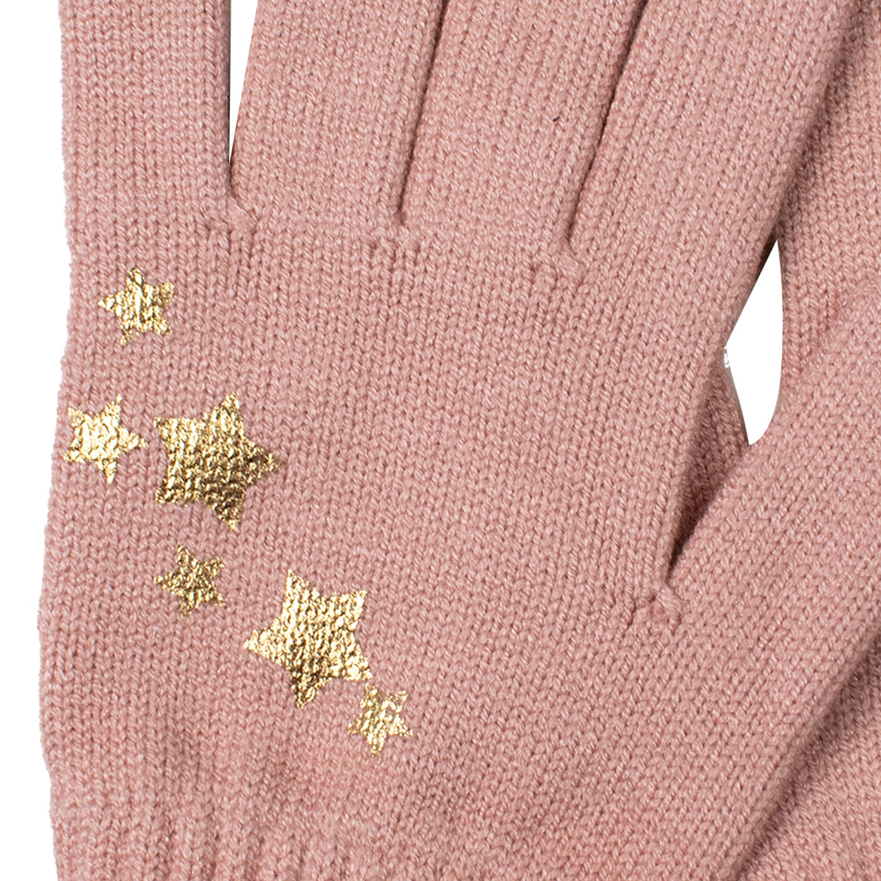  Foil Print Scattered Stars Knit Glove - Blush - Bonton