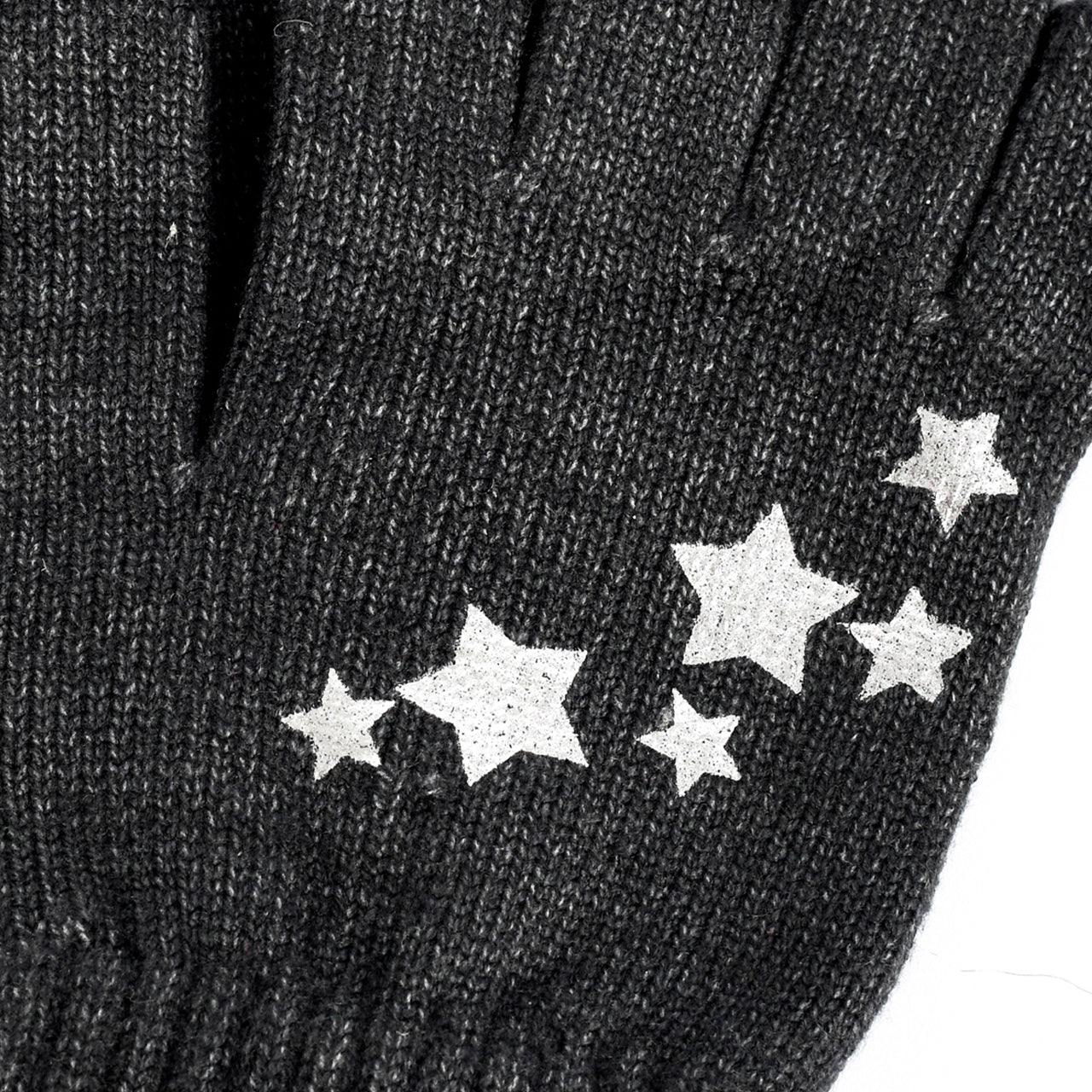  Foil Print Scattered Stars Knit Glove - Gray - Bonton