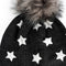 Scattered Foil Print Heart Faux Fur Pom Beanie