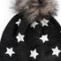  Scattered Foil Print Heart Faux Fur Pom Beanie - Grey - Bonton