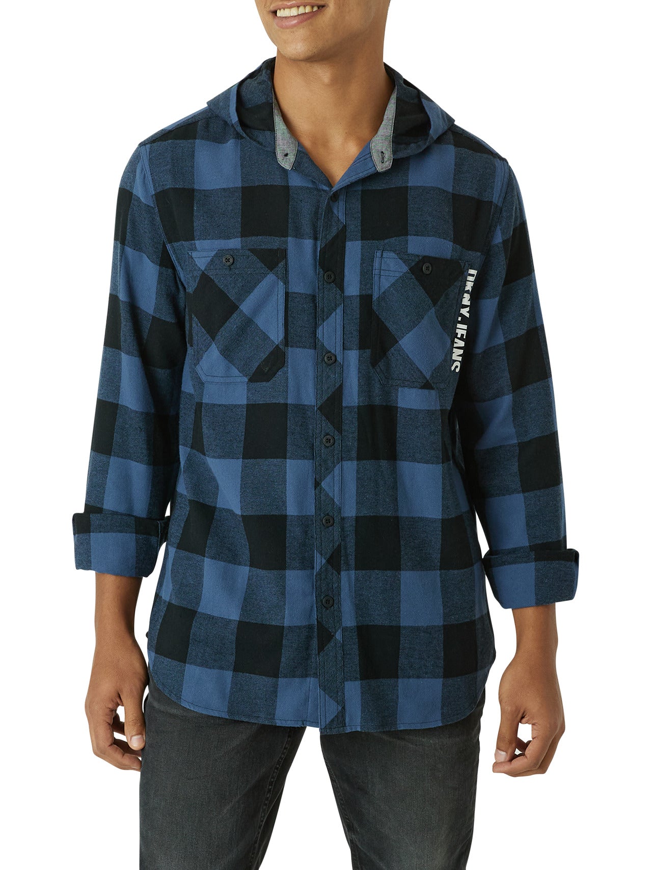  DKNY Klondike Hooded Flannel - Ensign Blue - Bonton