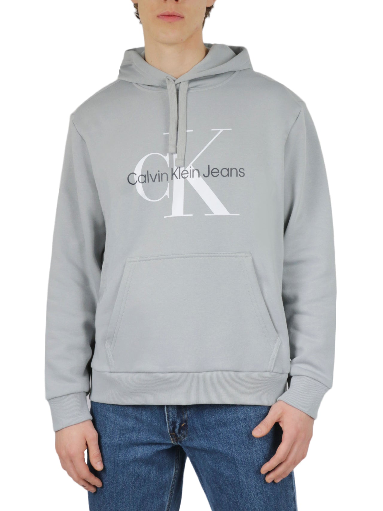  Calvin Klein Monogram Pullover Hoodie - Quarry - Bonton