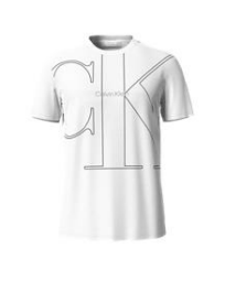  Calvin Klein Short Sleeves Chest Monogram Crew - Brilliant White - Bonton