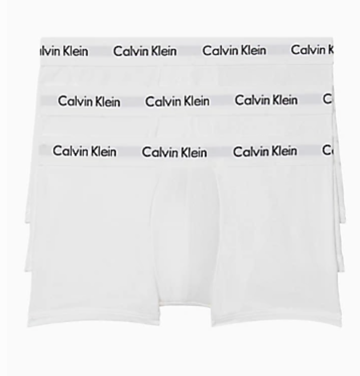  Calvin Klein Cotton Stretch Low Rise Trunk 3 Pack - White - Bonton