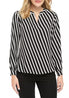  Anne Klein Split Neck Double Bias Stripe Blouse - Plus - Anne Black/Zinc Combo - Bonton