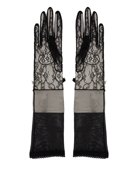 LECHERY TULLE LACE OPERA GLOVES WITH BOW