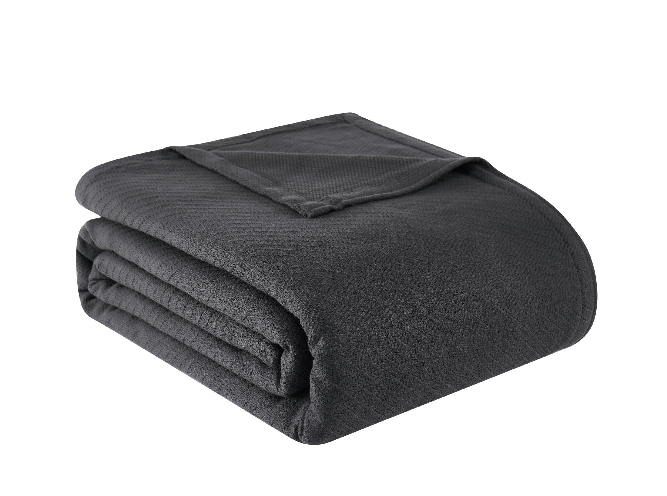  Frye Cotton Woven Blanket - Charcoal Grey - Bonton