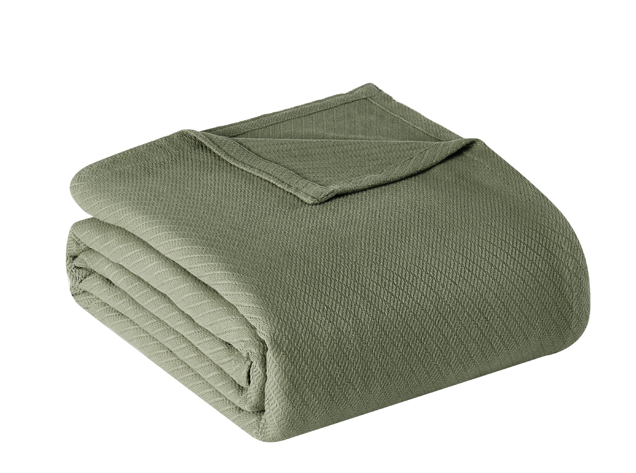  Frye Cotton Woven Blanket - Olive Green - Bonton